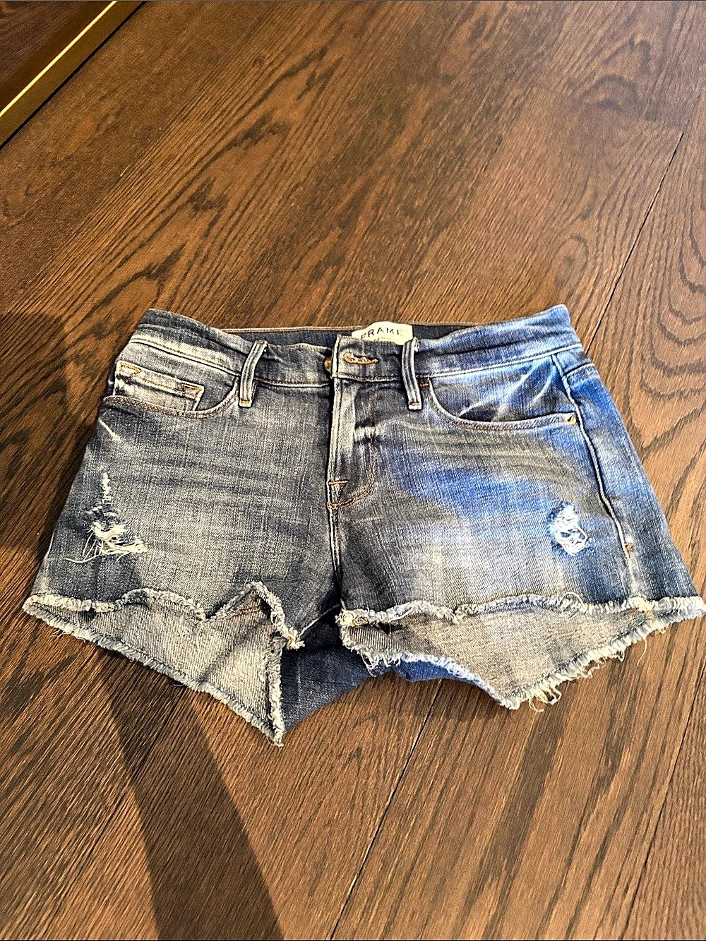 Frame Le Cutoff Denim Shorts Blue Waist 24